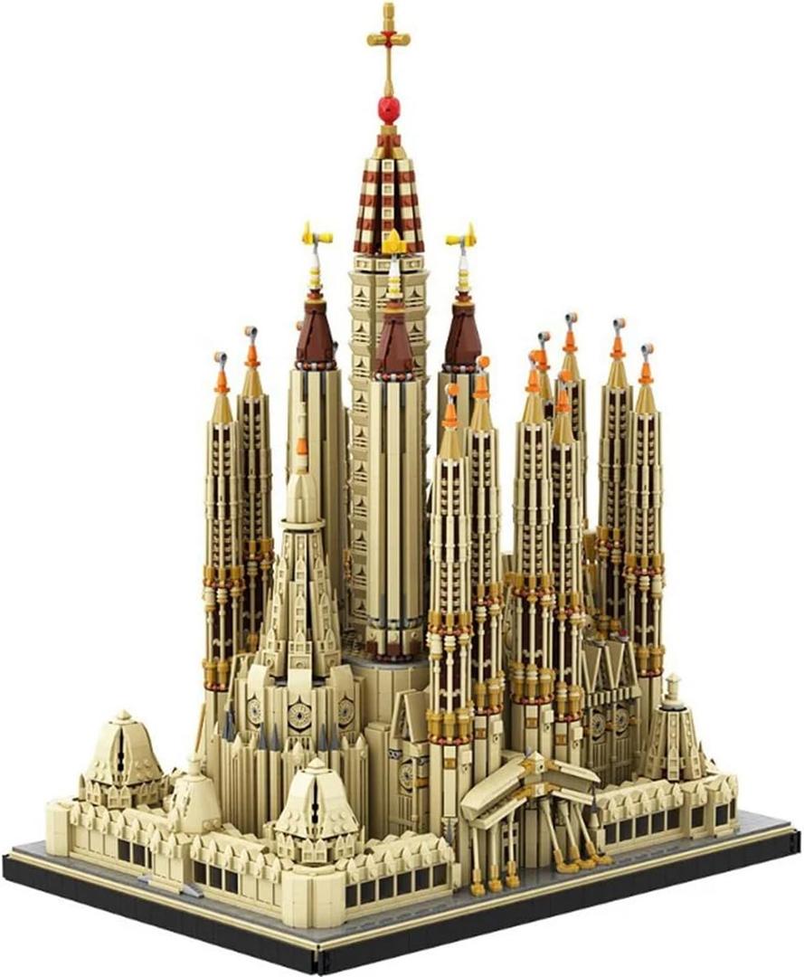 Sagrada Familia Cathedral Spain Architecture Building Set,Spain Landmarks Castle Church MOC Modular City Building House Model Large Kit for Adults Collection10045 PCS