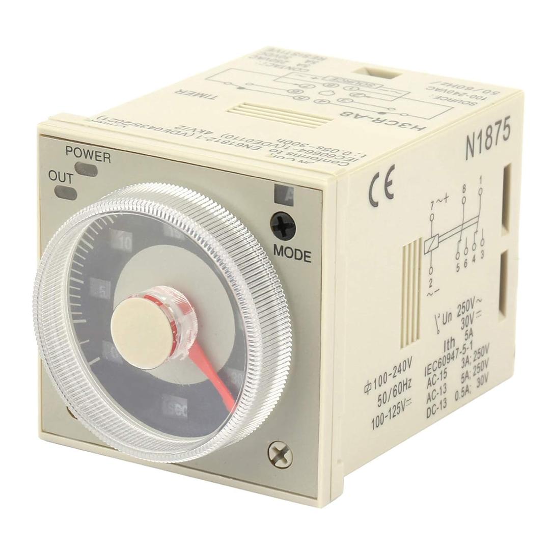 H3CR-A8 Time Delay Timer Switch 1.2S-300H Digital Delay Off Timing Relay 8-Pin Knob Control 100-240VAC 100-125VDC