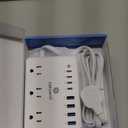 100W Charging Station, 6 AC Outlets 8 USB Power Strip with 2000J Surge Protector, 5ft Flat Plug Extension Cord, Compact for Desk Home Office Dorm, White