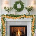 9 Ft Artificial Norfolk Pine Garlands with 9Ft Orange Slice Christmas Garland Realistic Pine Garlands Green Artificial Greenery Garland for Table, Mantle, Wall, Indoor, Outdoor Christmas Decorations