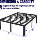 Hunlostten 18in High King Bed Frame No Box Spring Needed, Heavy Duty King Platform Bed Frame with Round Corners, Easy Assembly, Noise Free, Black
