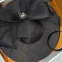 Kgromfy Women's Wide Brim Fascinator Hat Tea Party Headband Large Vintage Church Hat Lady Headwear for Derby Wedding Cocktail