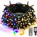 Twinkle Star Christmas String Lights, 66ft 200 LED Color Changing Tree Light Plug in 11 Modes Functions Warm White & Multicolor with Remote Timer, Connectable for Outdoor Indoor Xmas Party Decorations