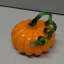 Newtay 4 x 4 Inch Thanksgiving Glass Pumpkin Fall Blown Pumpkin Table Decor Harvest Glass Figurine Spotted Crafts for Fall Thanksgiving Halloween Decor (Orange)