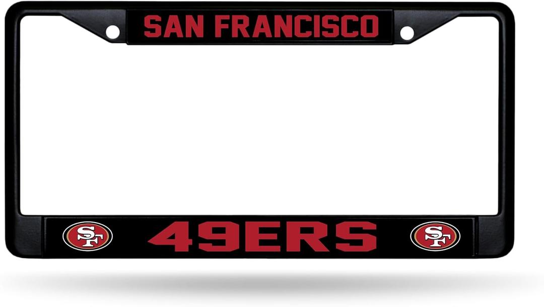 Rico Industries NFL Football Black Chrome Frame with Decal Inserts 12" x 6" Car/Truck Auto Accessory