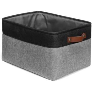 Flipshopcart Fabric Storage Baskets for Shelves, Closet Storage Bins for Shelves, Cloth Baskets for Organizing, Linen Closet Organizers, Fabric Basket, Gray/Black (Set of 1)