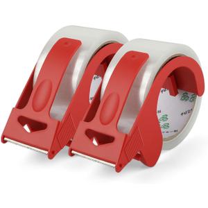 2 Rolls Packing Tape with Dispenser, 2 inch x 55 Yd Clear Packaging Tape, Heavy Duty Shipping Tape for Moving Boxes Shipping Mailing Gift Wrapping
