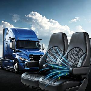 Truck Leather & Cool Silky Front Seat Covers for 2014-2025 Freightliner