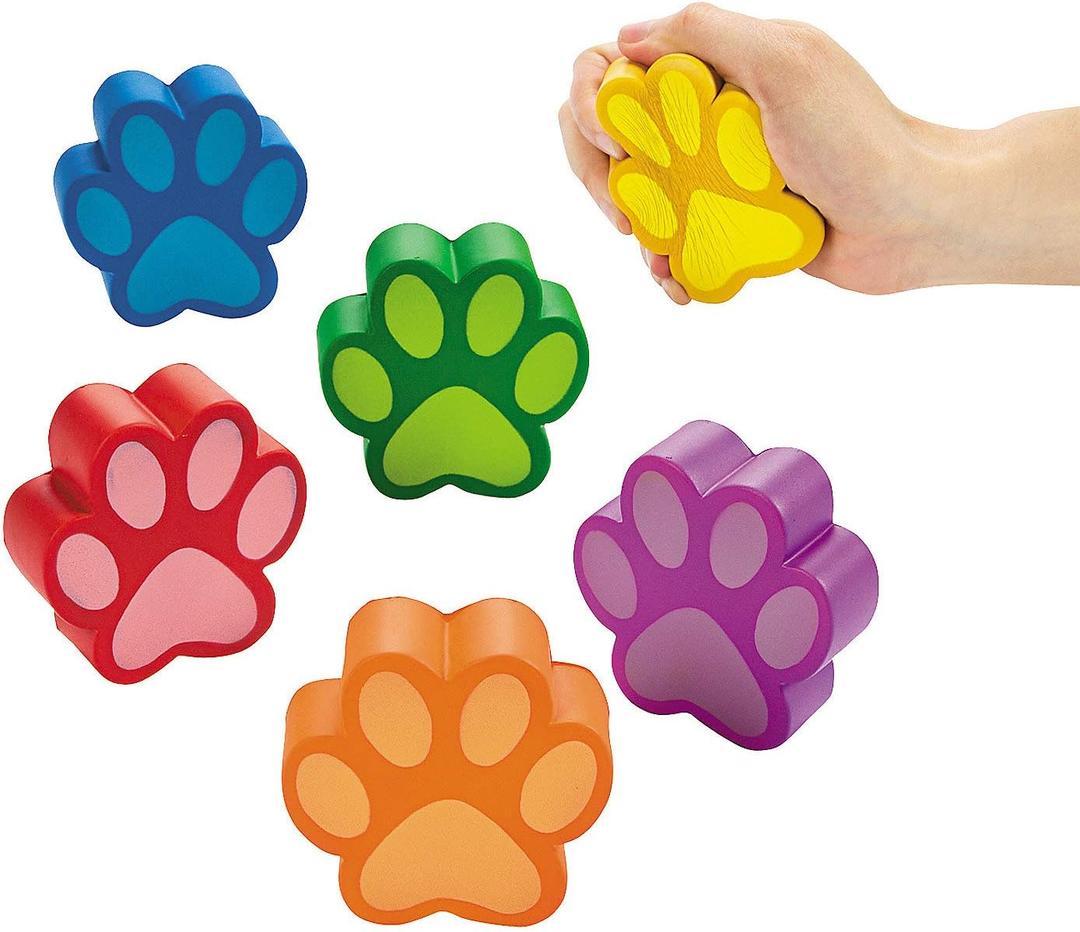Paw Shaped Squishy Toys (Set of 12) Great for Dog Party Favors and Birthday Supplies