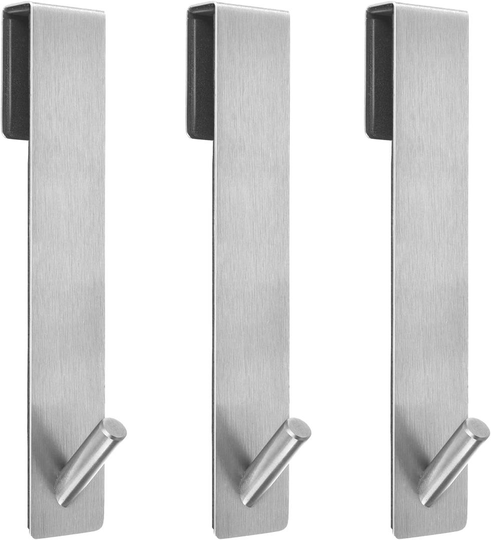 Kontoyo Shower Door Hooks(7.5 Inch),Extended Over Door Hooks for Bathroom Frameless Glass Shower Door,Stainless Steel Towel Hooks,Heavy Duty Rack Hooks for Robe,Towel-3 Pack-Silver