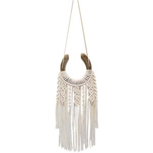 Dielianyi Equestrian Macrame Wall Hanging Equestrian Wall Art Handmade Macrame Decor Equestrian-Inspired Wall Hanging Horse Lover Decor (White)