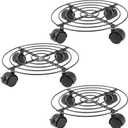 KEILEOHO 3 Pack 10.6 Inches Metal Plant Caddy with Wheels, Heavy Duty Plant Caddy Stands, Rolling Plant Stand for Indoor, Outdoor, Garden, House, Black