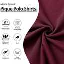Men's Pique Polo Shirts Long Sleeve Cotton Blend Tipped Casual Collared Polo Shirts Business Classic Fit (XXL, Burgundy )