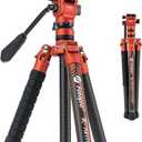 Fotopro Carbon Fiber Tripod 2.3lbs Ultralight 62 Inch Portable Travel Video Tripod for Camera DSLR Load up to 22lbs X-Aircross 3 Video Orange