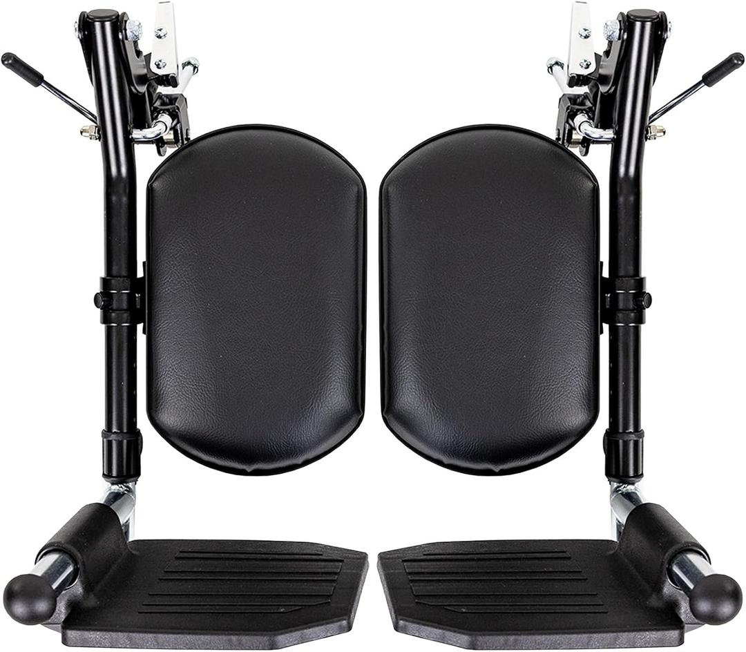 Vive Elevating Wheelchair Footrests with Padded Calf Pads (2 Pack) - Ultimate Leg Rest Accessory Replacement Parts for Wheelchairs - Foot Plates for Enhanced Comfort, Mobility, and Support, 16-19” in length x 7” in width