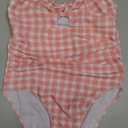 Floerns Girl's Gingham Print Ruched Cut Out Knot Front One Piece Swimsuit, Size: 12Y