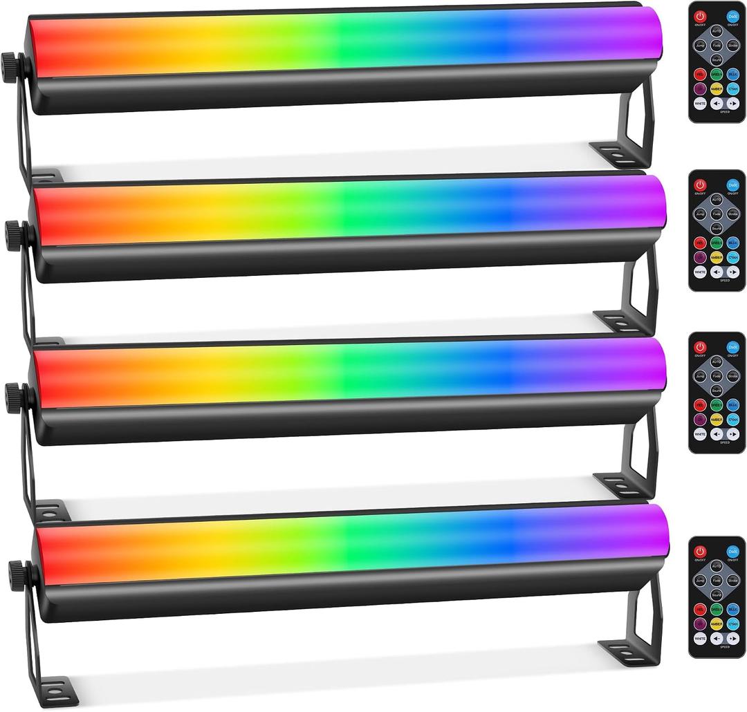 LED Stage Lights Bar,4Pack 108LEDs RGB+W DMX Lights Bar with Detachable Cover 2IN1 Pixel&Strobe Uplights Strip by Remote Control DMX512 Sound Activated for DJ Party Wedding Stage Gig Club
