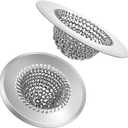 2 PCS Chainlink Kitchen Sink Drain Strainer, Anti-Rust Reversible Easy Clean Sink Drain Basket, 304 Stainless Steel Sink Strainer Food Catcher for Garbage Disposal, 4.4" Diameter Large Wide Rim