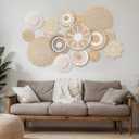 15 Pcs Boho Wall Basket Decor Woven Rattan Seagrass Wall Decor Hanging Rustic Farmhouse Western Art Decoration for Nursery Living Room Bedroom Home Kitchen(Grey White Style)