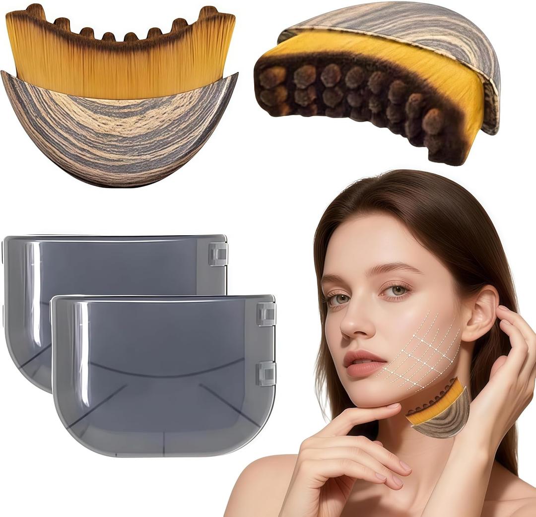 2PCS Lymphatic Contour Face Brush, Lymphatic Drainage Massager for Face,Ergonomically Designed to Fit The Skin Precisely