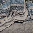 WONGS BEDDING Boho Quilt Set Super King Size, Blue Bohemian 3 Pieces Quilt Sets, Lightweight Bedspread Coverlet Bedding Set for All Season (120"x114")