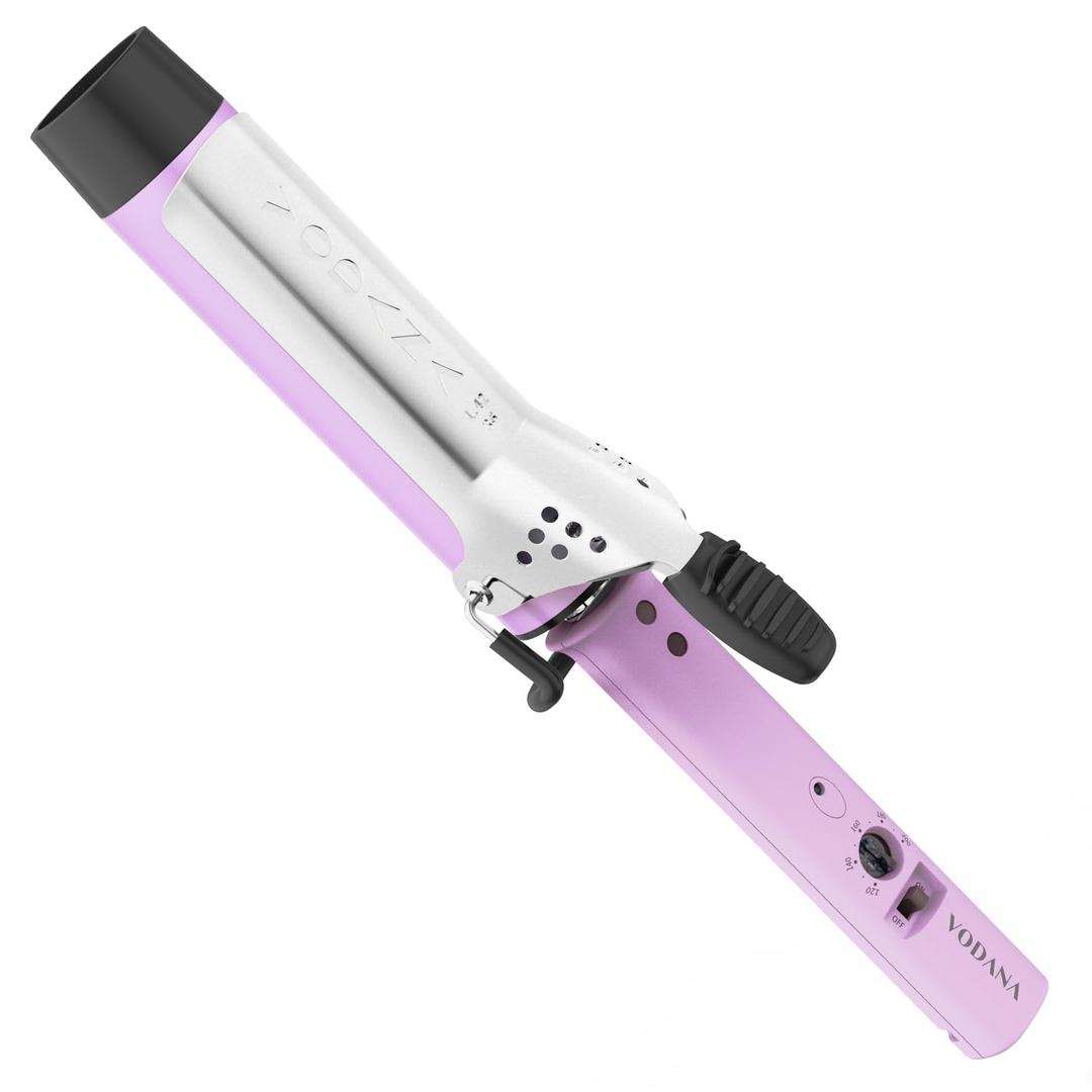 VODANA Professional GlamWave Ceramic Curling Iron, Long-Lasting Natural Curls, Instant Heat, Hair Curler, Curling Wand (1.6 inch, Lavender)