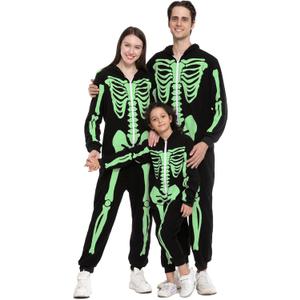 Spooktacular Creations Halloween Skeleton Costume, Family Matching Skeleton Costume for Halloween Cosplay Party (Small, Fluorescent Green)