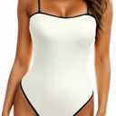Leoparts Women's Retro 80s/90s High Cut Low Back One Piece Swimsuits Bathing Suits Size M