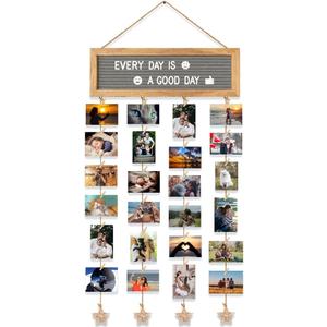 Picture Frames Collage Wall Decor Hanging Photo Display Frame Felt Letter Board with 340 Letters and 30 Clips, Unique DIY Collage Picture Frames for Dorm Room Decor, Christmas Birthday Party
