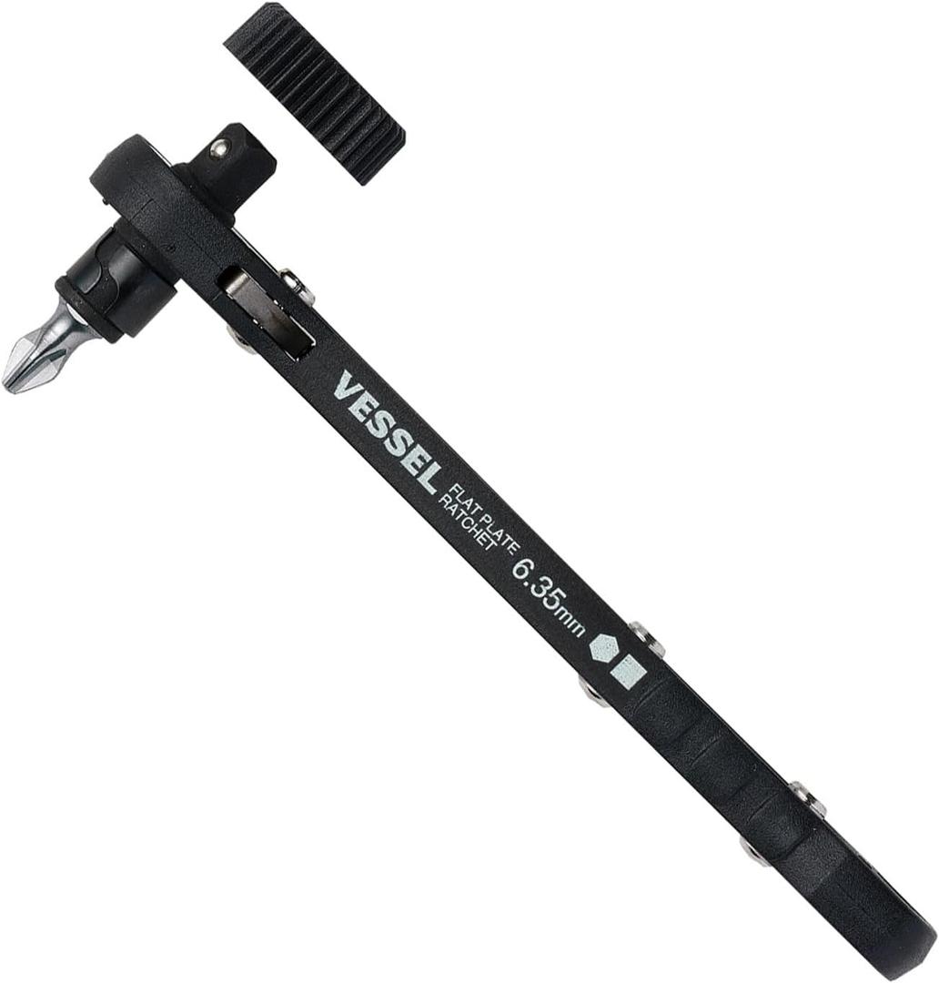 VESSEL Plate Ratchet Driver (+2 Bits) TD-71 Black