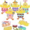 Fennoral 12 Pack Easter Craft for Kids - Make Your Own Easter Chick Foam Stickers Ornament DIY Arts and Crafts for Preschool Art Project Decoration