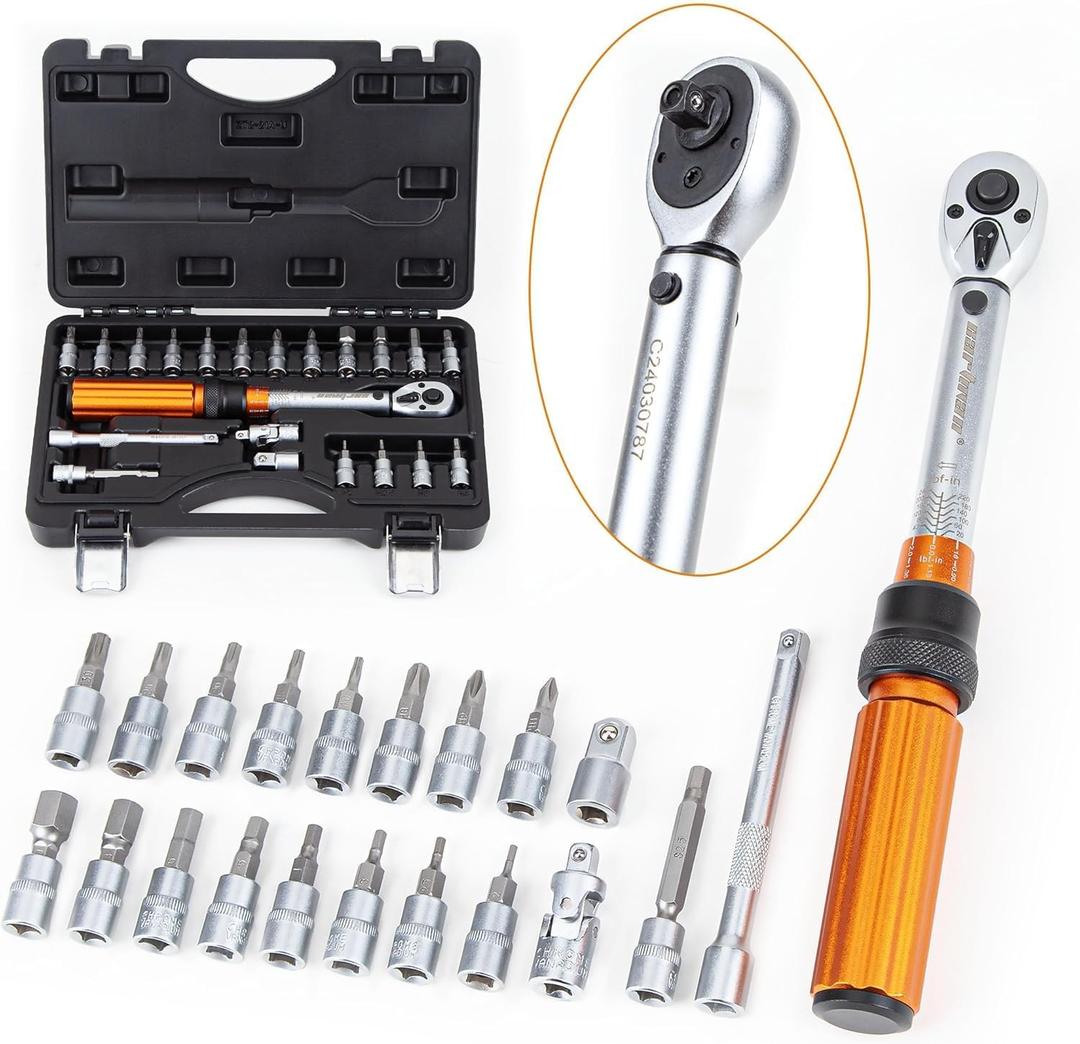 CARTMAN 1/4-inch Drive Click Torque WrenchDual-Range 20-240 LB.IN/2.26-27.12N.M for MTB, E-Bike and Moto Maintenance