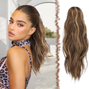 FESHFEN Ponytail Extensions, Long Claw Clip in Ponytail Hairpiece Synthetic Pony Tails Hair Piece Natural Wavy Hairpieces for Women, Light Brown & Blonde 25 inch