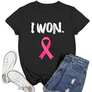Ascrazy Breast Cancer Shirts Women Pink Ribbon Tshirt in October We Wear Pink Tee Cancer Awareness Tops (XL, Black)