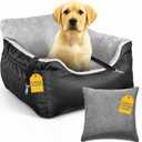 JOTADE Dog Car Seat for Small & Medium Dogs  Washable & Reversible Pet Travel Booster Seat, Double Safety Leashes, Anti-Slip Design, Extra Cushion Cover, Easy Install Puppy Car seat up to 35 lbs