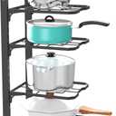 ROMATIA Pot and Pan Organizer Rack for under Cabinet, Heavy Duty Pot Pan Rack under Sink Organizers and Storage, Pot lid organizer, Kitchen Cabinet Organizer with 4 Adjustable Tiers