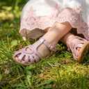 THEE BRON Toddler Girls Closed-Toe Sandals Sweet Retro Cutout Summer Dress Shoes
