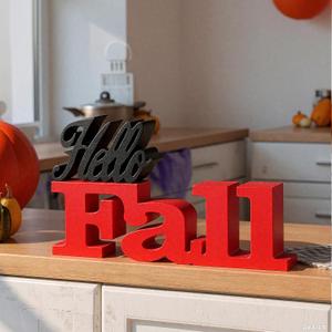 Fall Table Decorations for Home Hello Fall Sign Thanksgiving Wooden Autumn Tabletop Sign Blocks Table Centerpieces for Harvest Festival Mantel Home Display Party Supplies