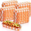 Nicunom 500 Pcs Paper Hot Dog Trays 6 Inch, Small Disposable Paper Food Trays Paper Food Boats Fluted Papers Hot Dog Holder for Concession Stand Takeout Party Picnic Serving Supplies