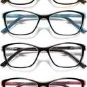 Reading Glasses Women Cute Lightweight Ladies Readers +1.25 Cateye Stylish Cheater Glasses w/Spring Hinges&Cases 4 Pack