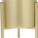 Gold Plant Stand for Indoor Plants - 10 Inch Round Metal Planter Pot with Iron Floor Stand, Modern Flower Pot for Living Room, Home Decor