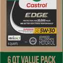 Castrol EDGE 5W-30 Advanced Full Synthetic Motor Oil, 6 Quarts EcoPack