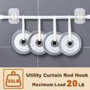 2PCS No Drill Curtain Rod Brackets,Curtain Rod Holders No Drilling,Adhesive Curtain Rod Hooks,Nail Free Adjustable Curtain Hangers,Lokinsetin Perforated Non Nail Screw Stick On Sticky Drape Pole Stand