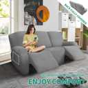 YEMYHOM 8 Pieces Stretch Recliner Sofa Cover Latest Jacquard Reclining Couch Cover with Side Pocket Anti-Slip Fitted 3 Cushion Furniture Slipcovers with Elastic Bottom (Sofa Recliner, Light Gray, Standard 3 Seater) 