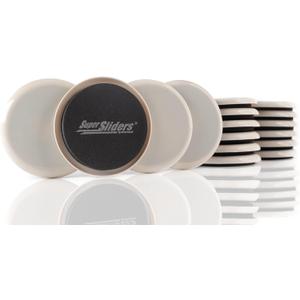 Super Sliders 3-1/2" Medium Round Reusable Furniture Sliders for Carpet, Anti-Slip Protective Furniture Moving Pads for Beds, Sofas, Dressers, Set of 16, Beige