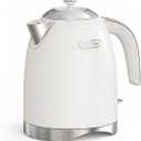 Hazel Quinn Electric Kettle - 1.7 Liters (57oz) Stainless Steel Water Kettle, BPA-Free Interior, 1200W Fast Boiling, Cordless, Rotational Base - Pearl White