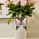 Metal Glass Butterfly hanging decor with Hook , Cute Insect Pot Percher,Flying Colorful Butterfly Garden Yard Planter Decoration and Window Ornament, 3 OF SET