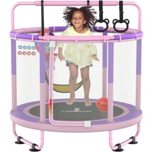 LANGXUN 5ft 6-in-1 Kids Trampoline, Mini Toddler Trampoline for Girls Boys