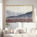 AKSWSHO Macrame Wall Hanging, Extra Large Mountain Dip-Dye Handmade Cotton Tapestry 59.06" x 38.19", Oversized Boho Wall Décor for Living Room Bedroom Studio Entryway, Serene Handcrafted Home Gift, 59.1"L x 38.2"W