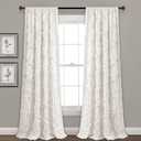 Lush Decor Ruffle Diamond Curtains Textured Window Panel Set for Living, Dining Room, Bedroom (Pair), 95” x 54”, White